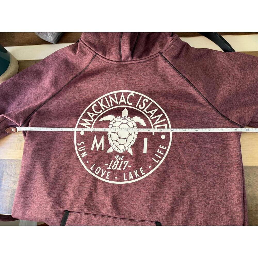 Great Lakes Unsalted Apparel Women's Mackinac Island Turtle Hoodie Maroon Medium - Picture 7 of 11
